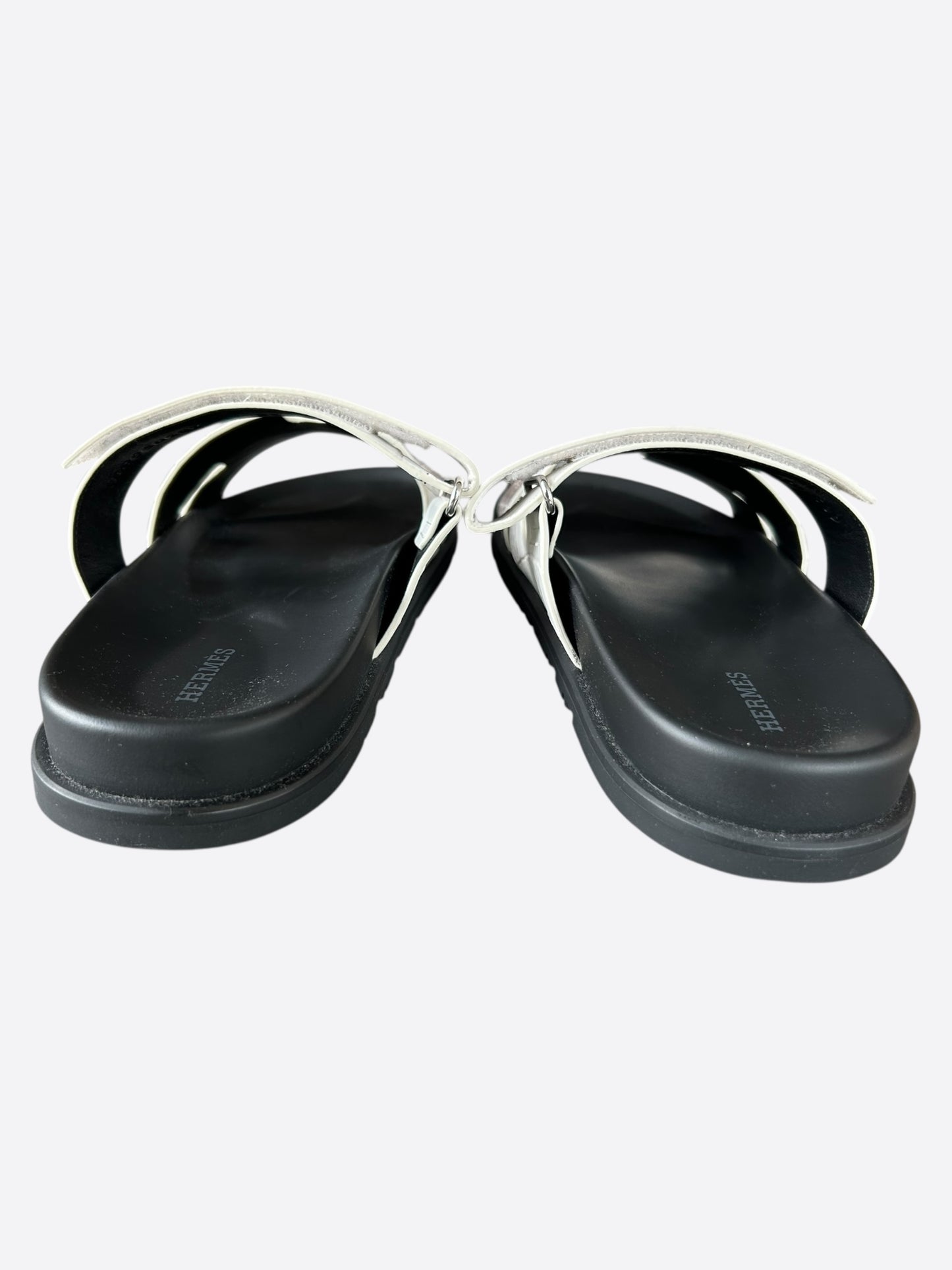Hermes Black & White Himalayan Crocodile Chypre Sandals