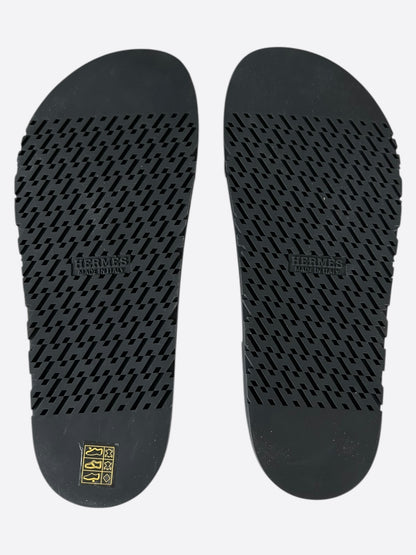 Hermes Black & White Himalayan Crocodile Chypre Sandals