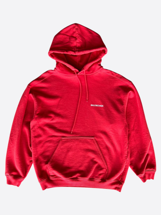 Balenciaga Red & White Logo Hoodie
