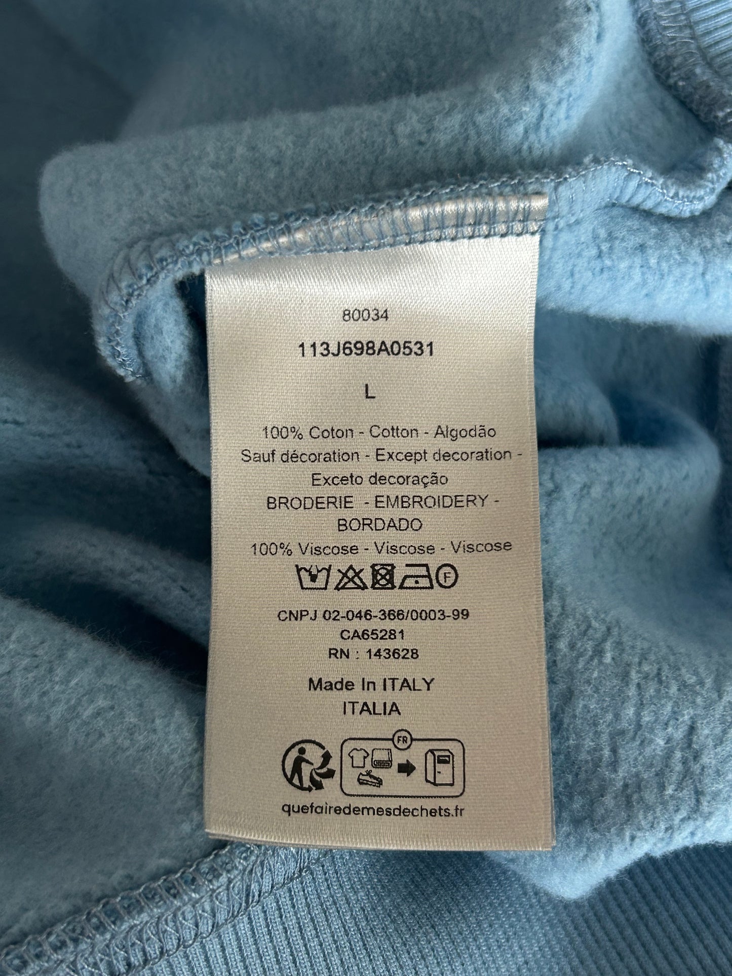 Dior Blue & White CD Icon Embroidered Hoodie