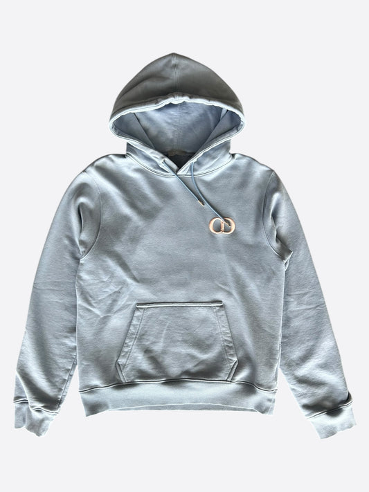Dior Light Blue & White CD Icon Embroidered Hoodie