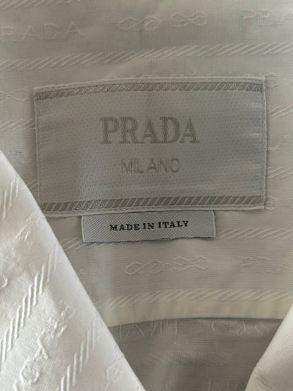 Prada White Repeat Logo Button Up Shirt