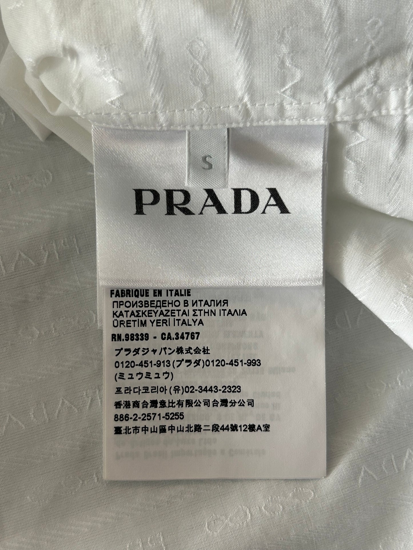 Prada White Repeat Logo Button Up Shirt