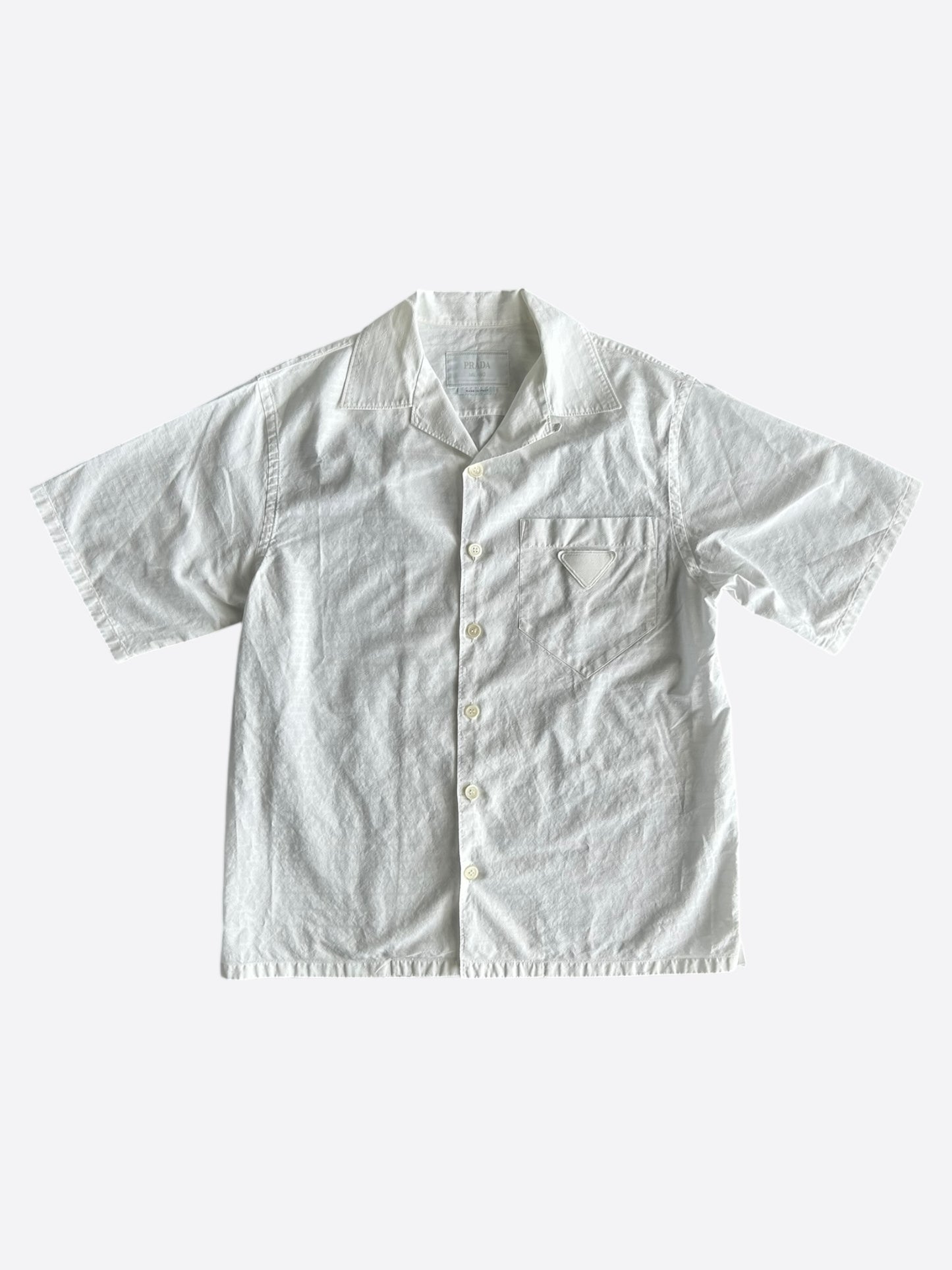Prada White Repeat Logo Button Up Shirt