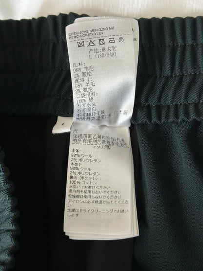 Bottega Veneta Green & White Striped Wool Trackpants