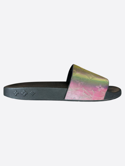 Louis Vuitton Black & Multicolor Prism Monogram Slides