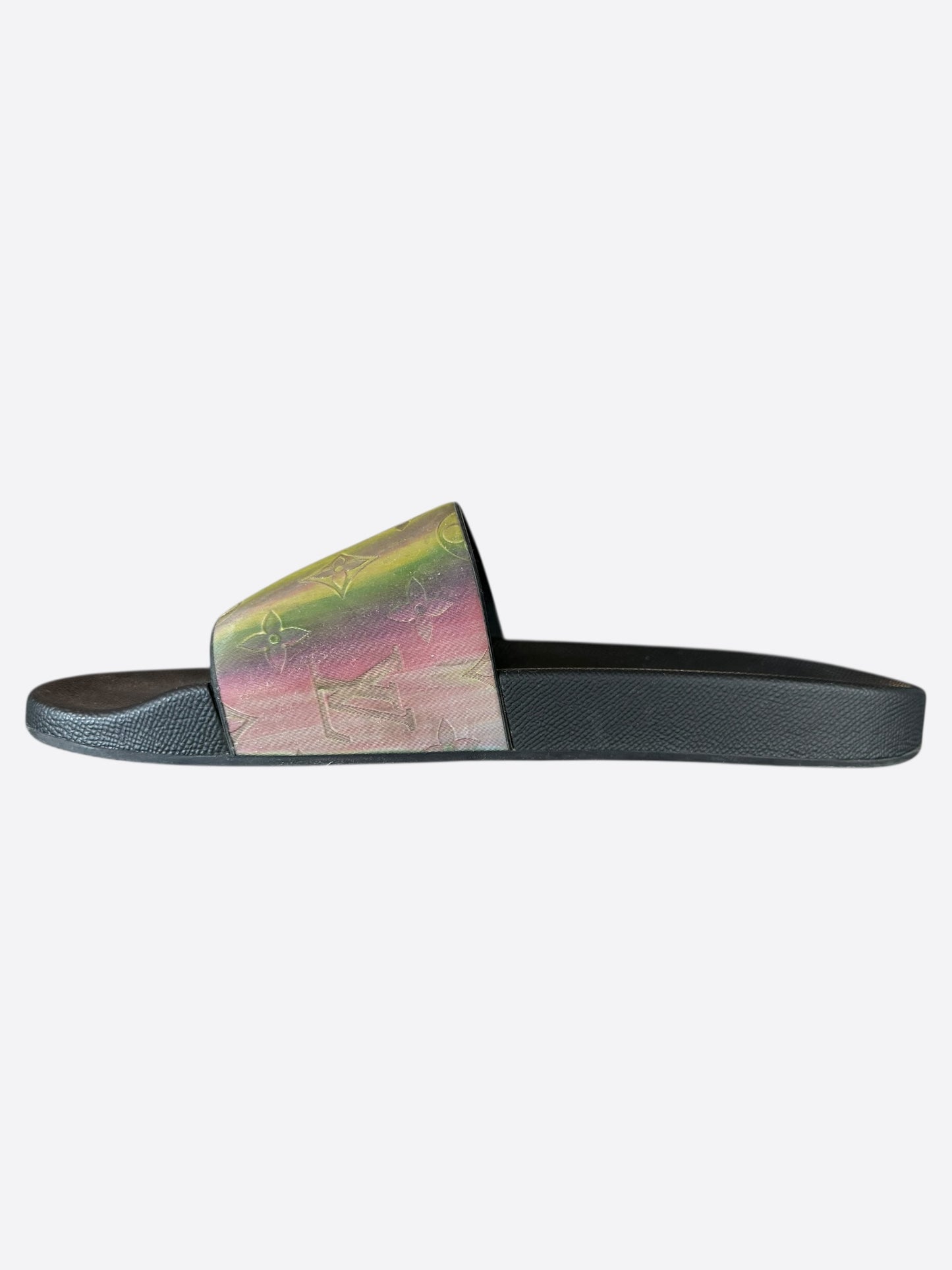 Louis Vuitton Black & Multicolor Prism Monogram Slides