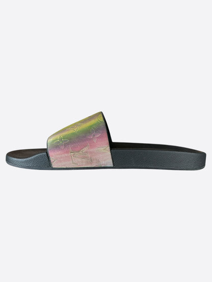 Louis Vuitton Black & Multicolor Prism Monogram Slides