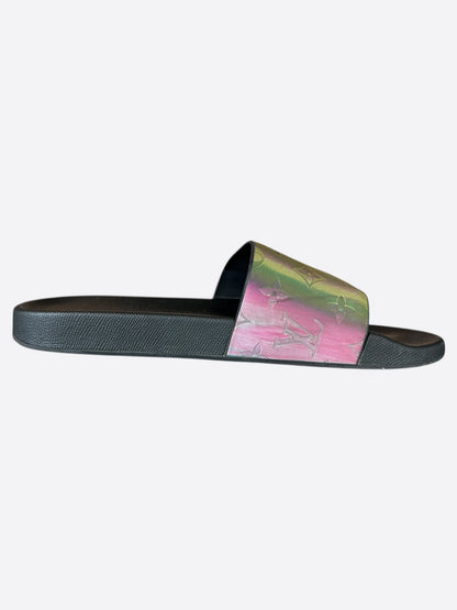 Louis Vuitton Black & Multicolor Prism Monogram Slides