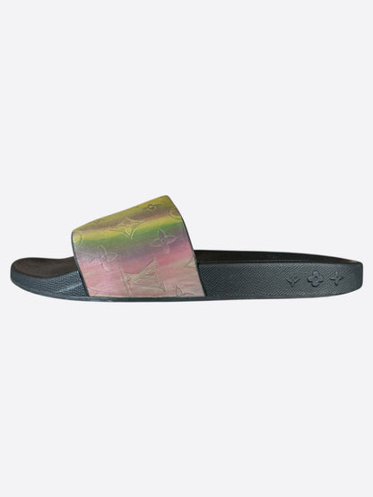 Louis Vuitton Black & Multicolor Prism Monogram Slides