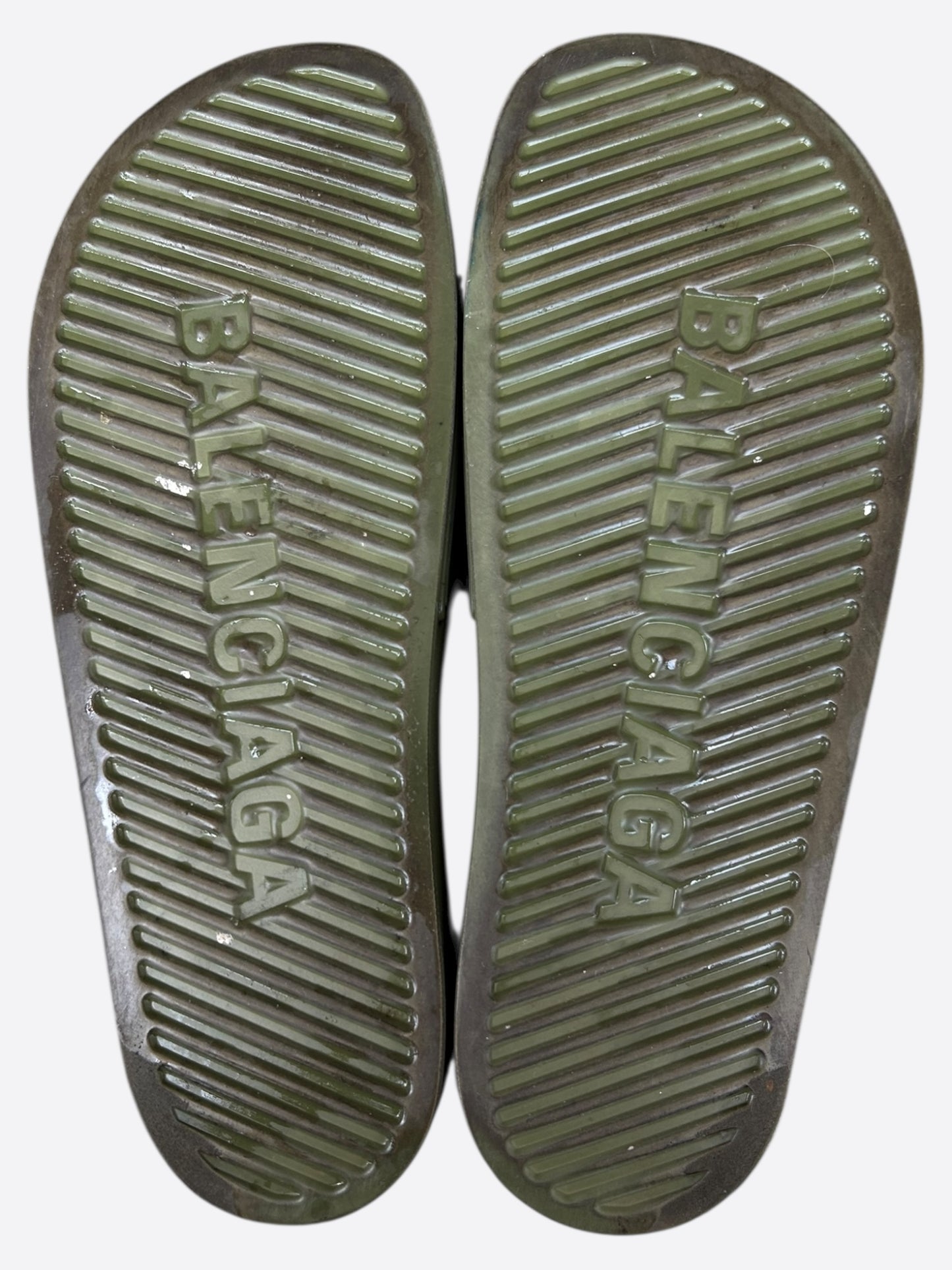 Balenciaga Green & Black Logo Slides