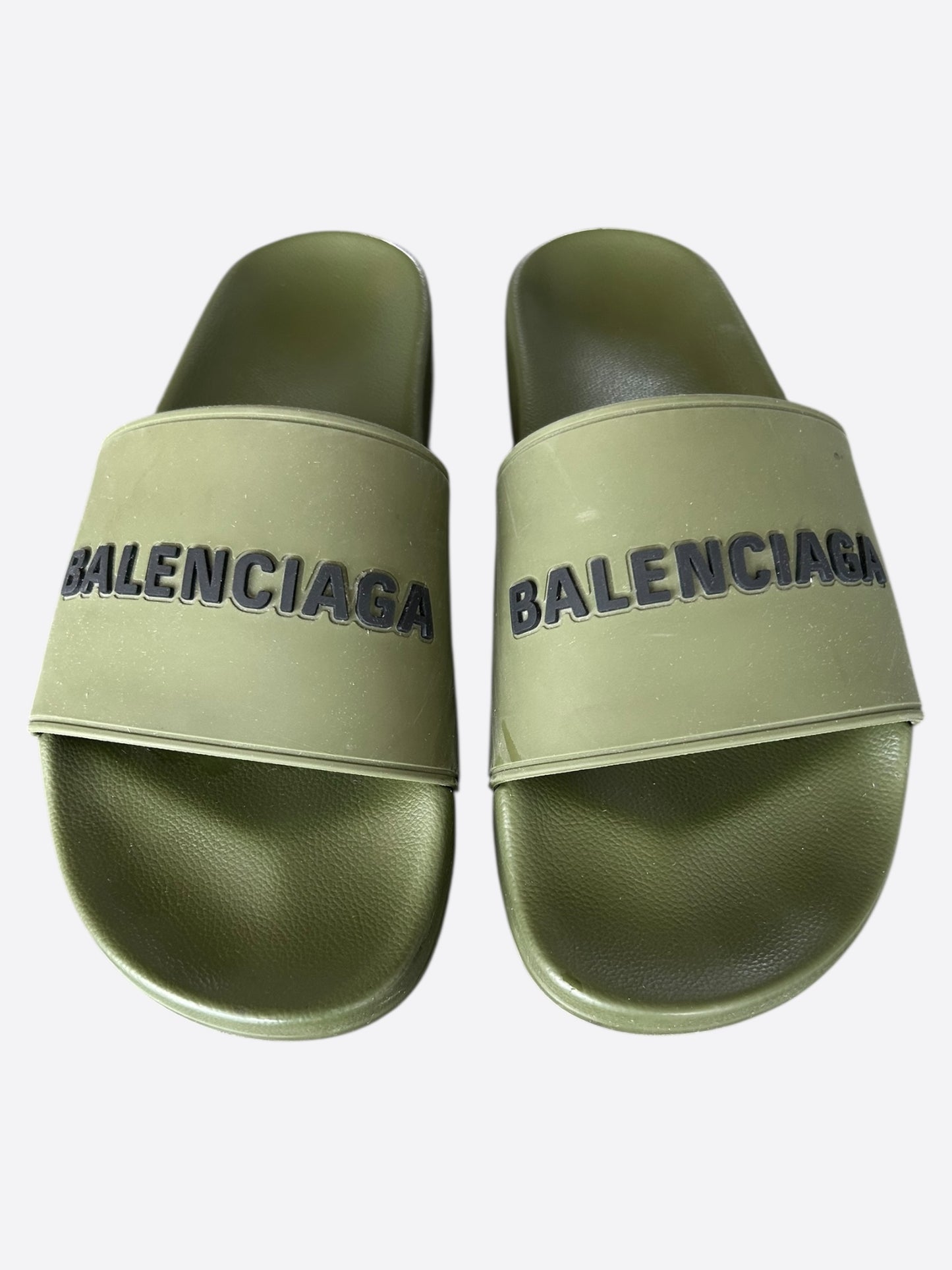 Balenciaga Green & Black Logo Slides