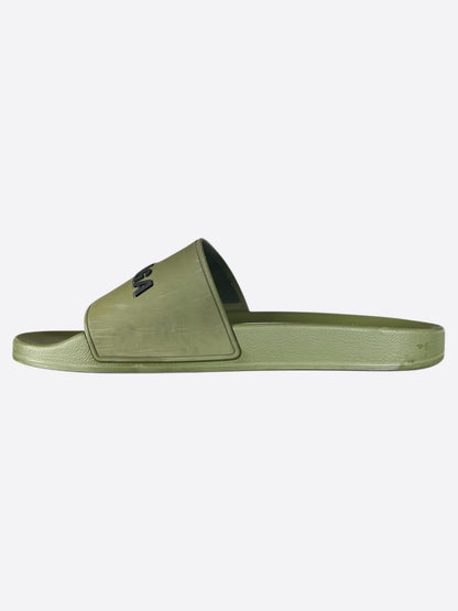 Balenciaga Green & Black Logo Slides
