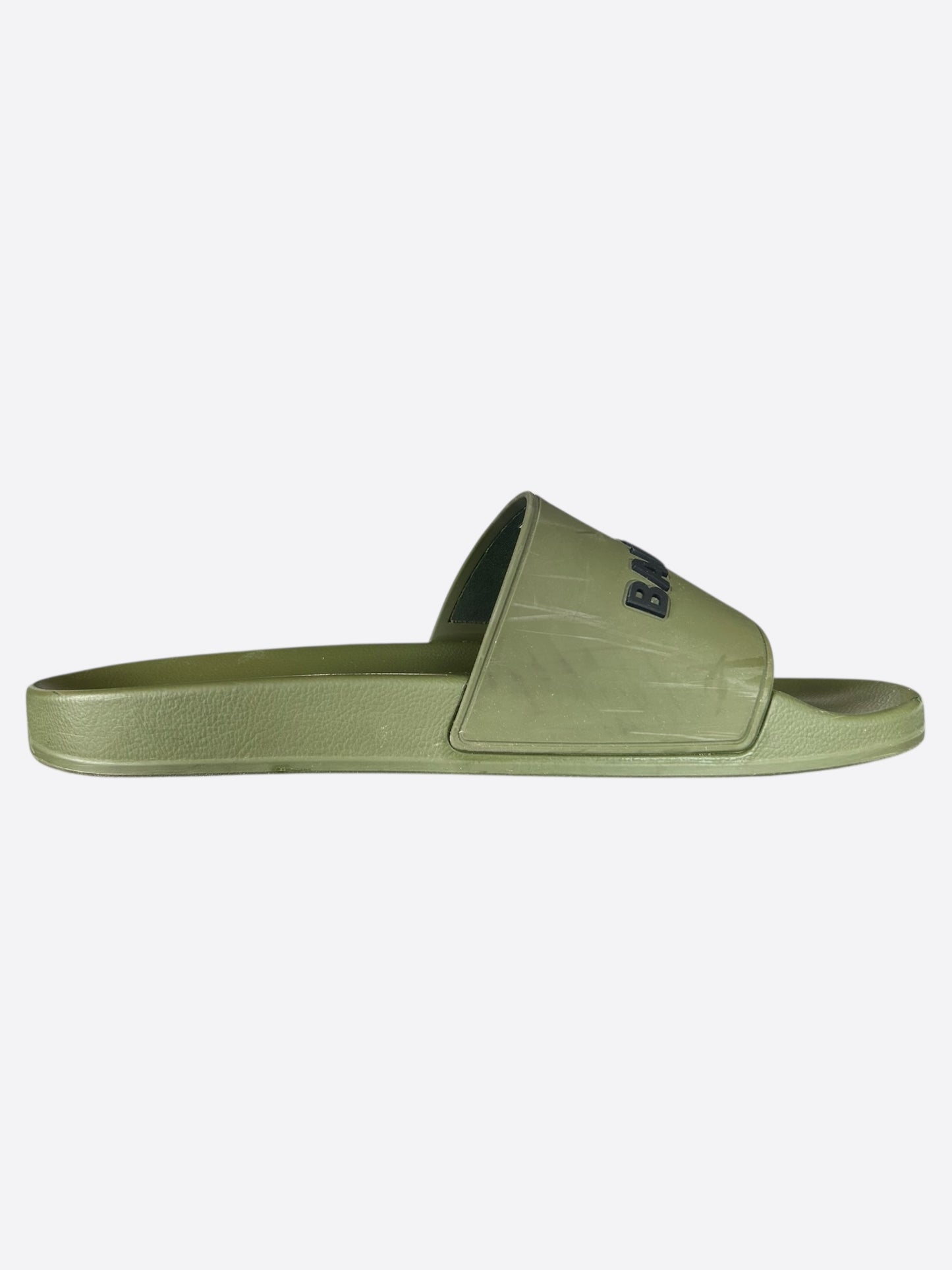 Balenciaga Green & Black Logo Slides