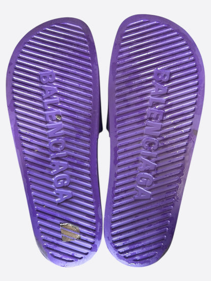 Balenciaga Purple & White Logo Slides