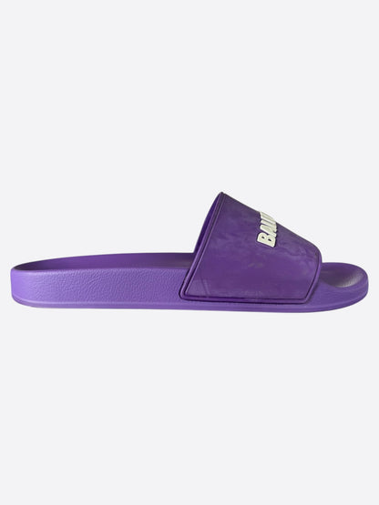 Balenciaga Purple & White Logo Slides