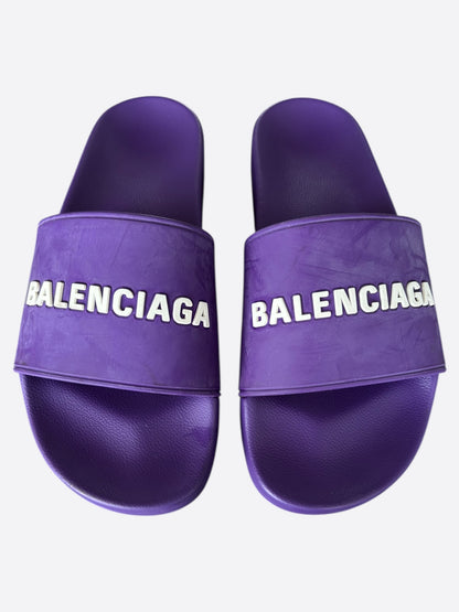 Balenciaga Purple & White Logo Slides