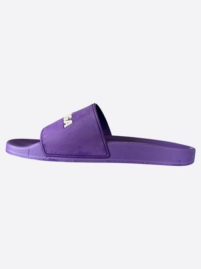 Balenciaga Purple & White Logo Slides