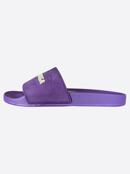 Balenciaga Purple & White Logo Slides