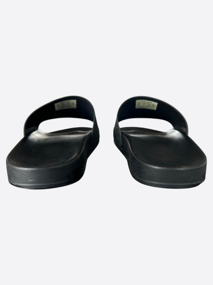 Balenciaga Black & Green Logo Slides
