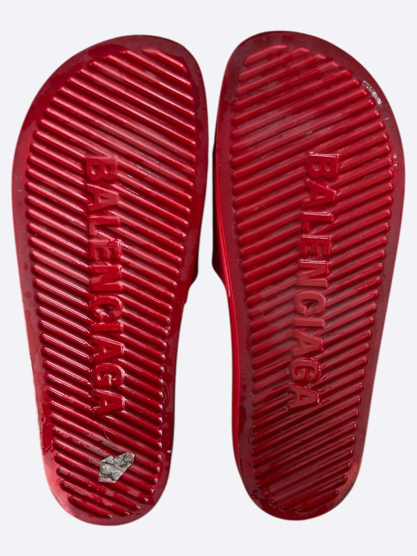 Balenciaga Red & White Logo Slides