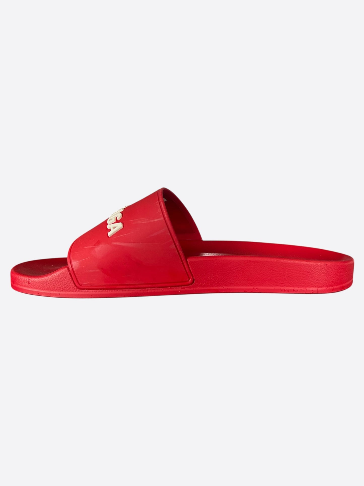 Balenciaga Red & White Logo Slides