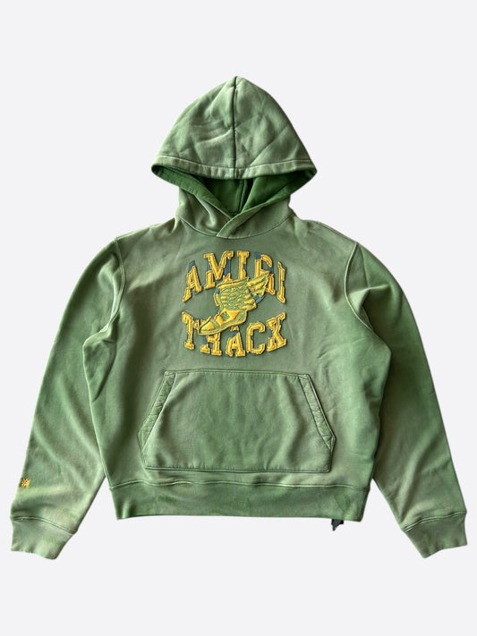 Amiri Green & Yellow Track Logo Hoodie