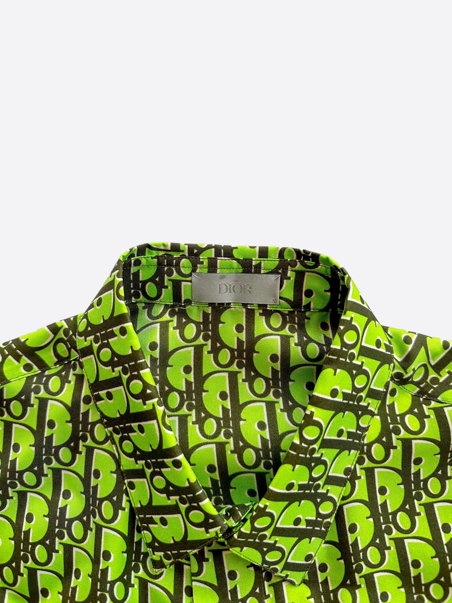 Dior Green & Black Oblique Silk Button Up Shirt