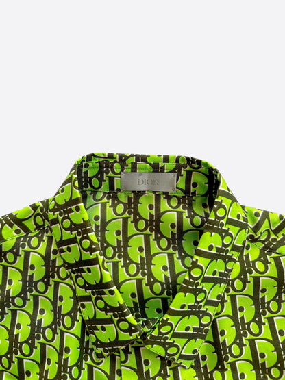 Dior Green & Black Oblique Silk Button Up Shirt