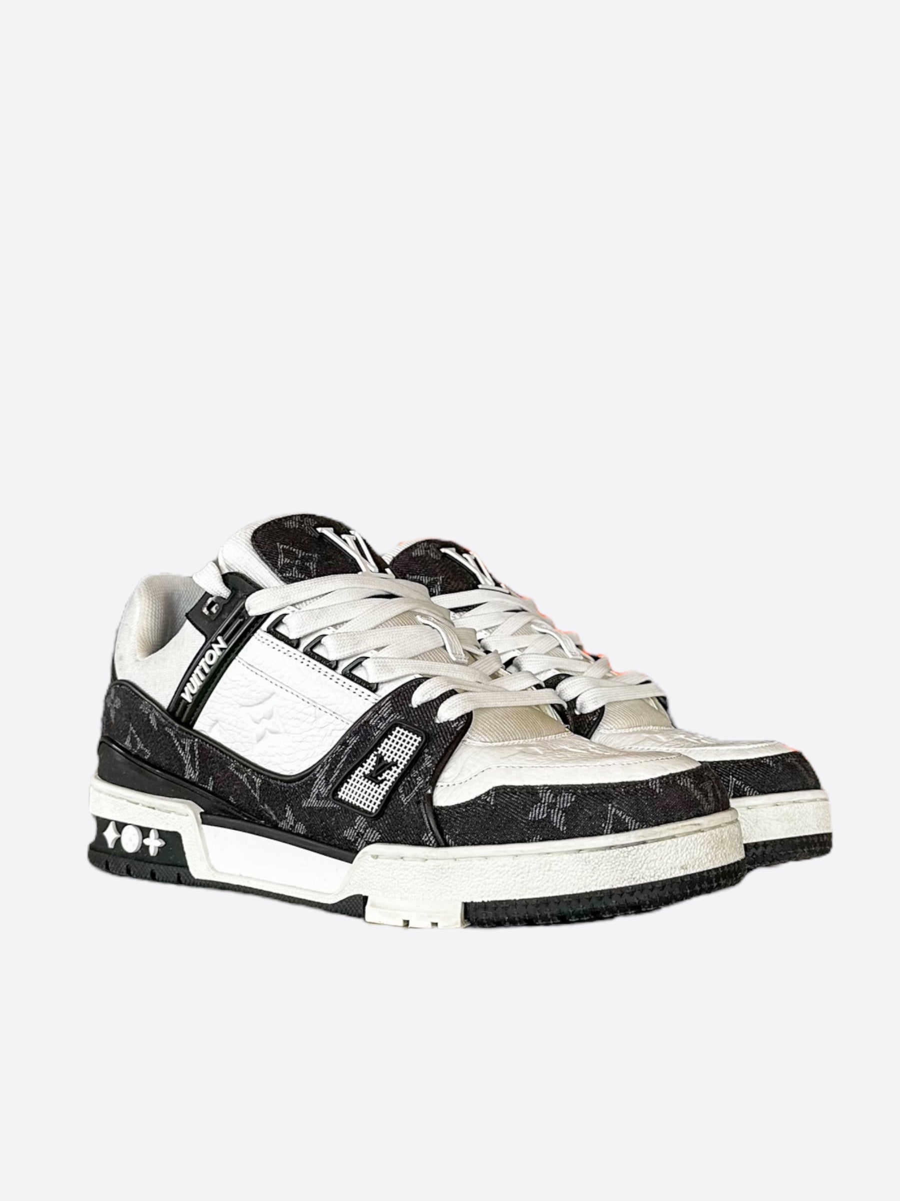 Louis Vuitton Black & White Denim Monogram Trainers – Savonches