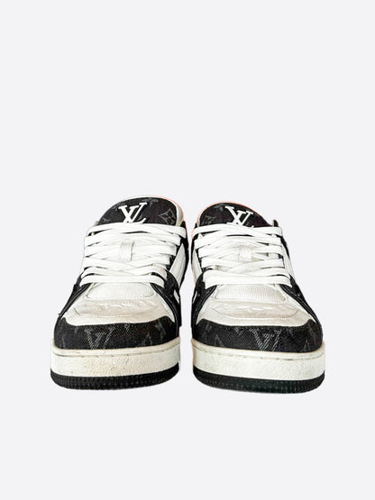 Louis Vuitton Black & White Denim Monogram Trainers