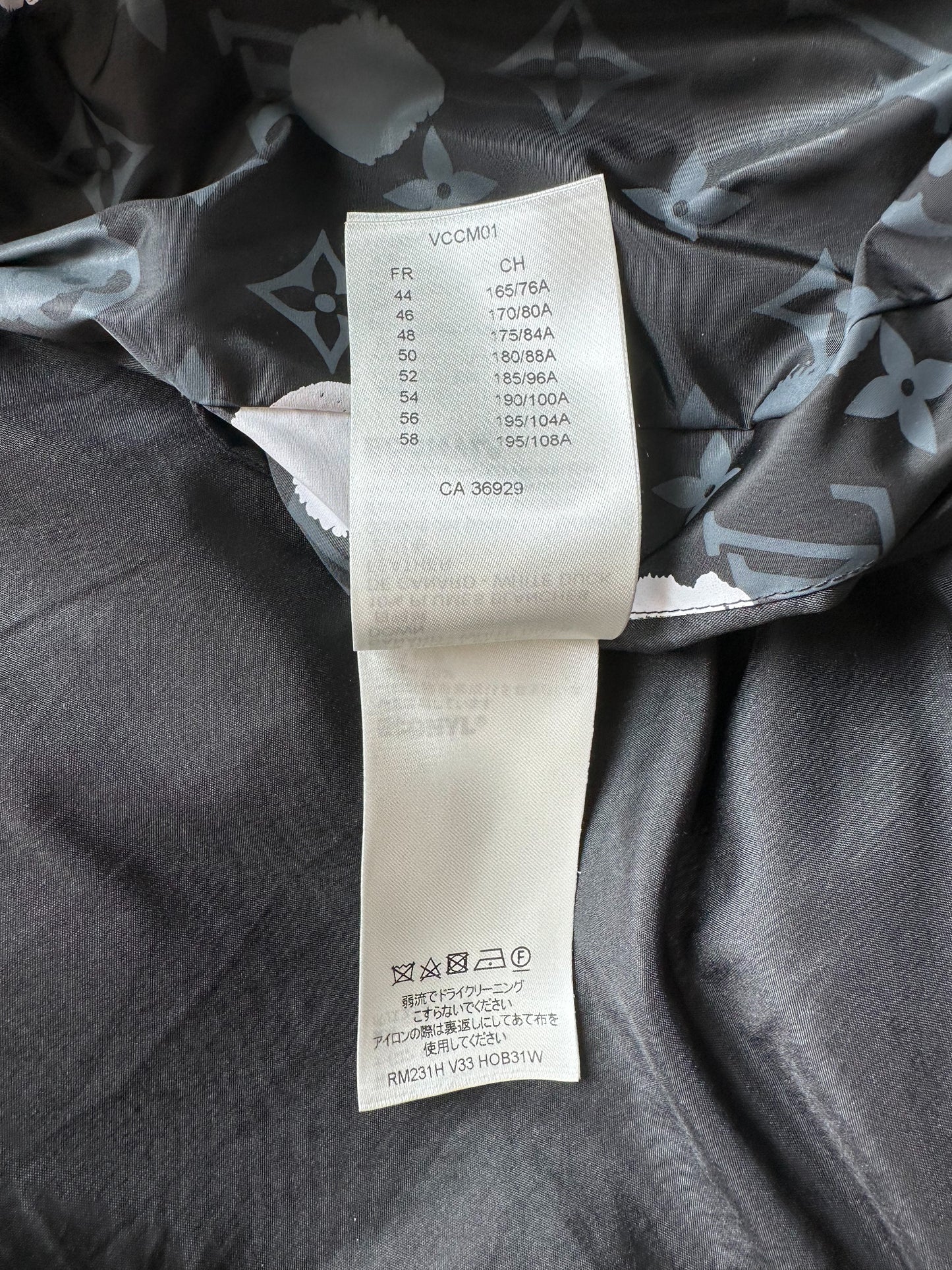 Louis Vuitton Leather and Nylon Blouson Dark Grey. Size 58