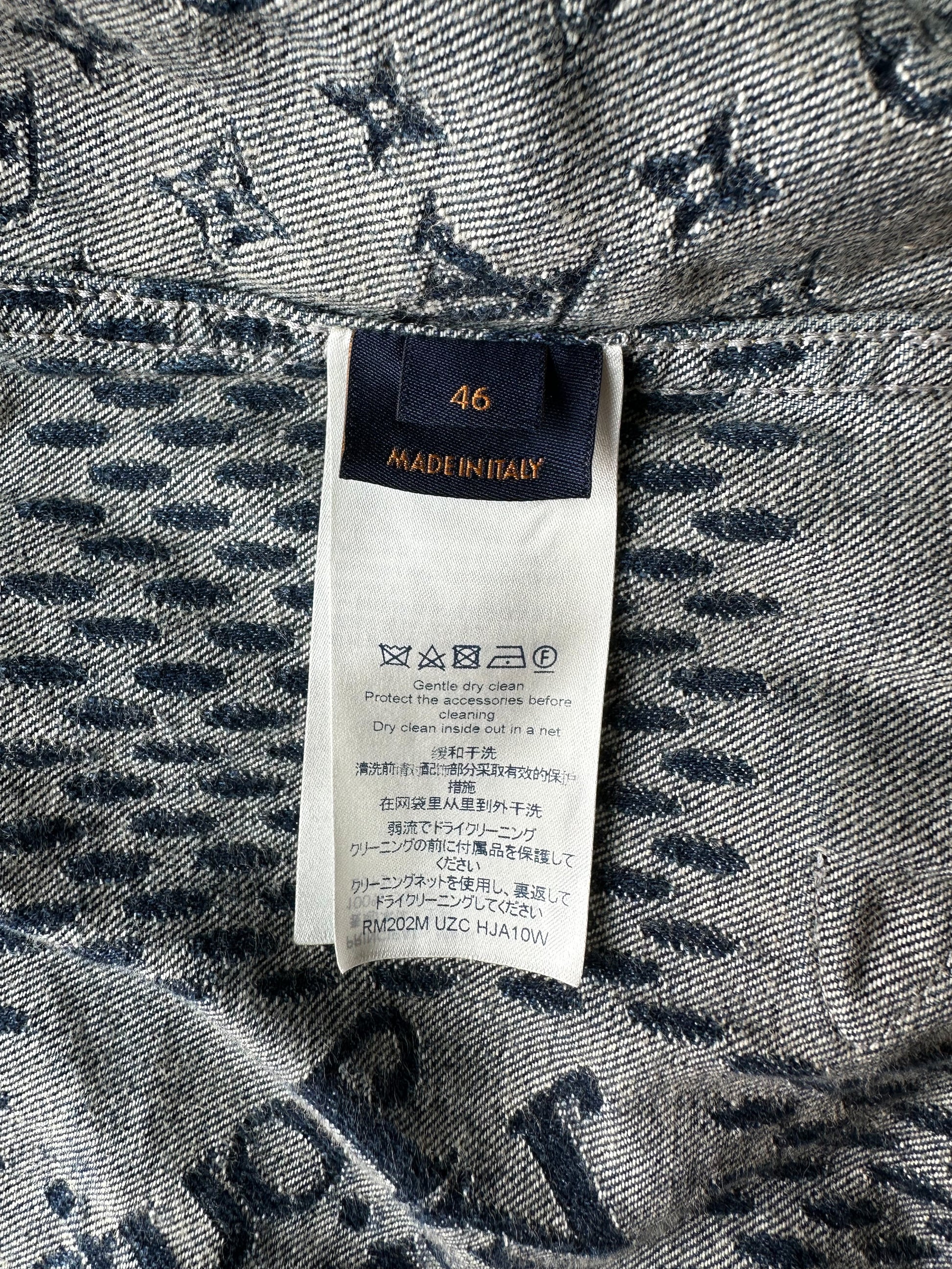 Louis Vuitton NIGOCollaboration MonogramPatchwork Denim Hoodie Jacket 2022Stainless Steel Men's Size 48 Blue RM221M Cotton100%