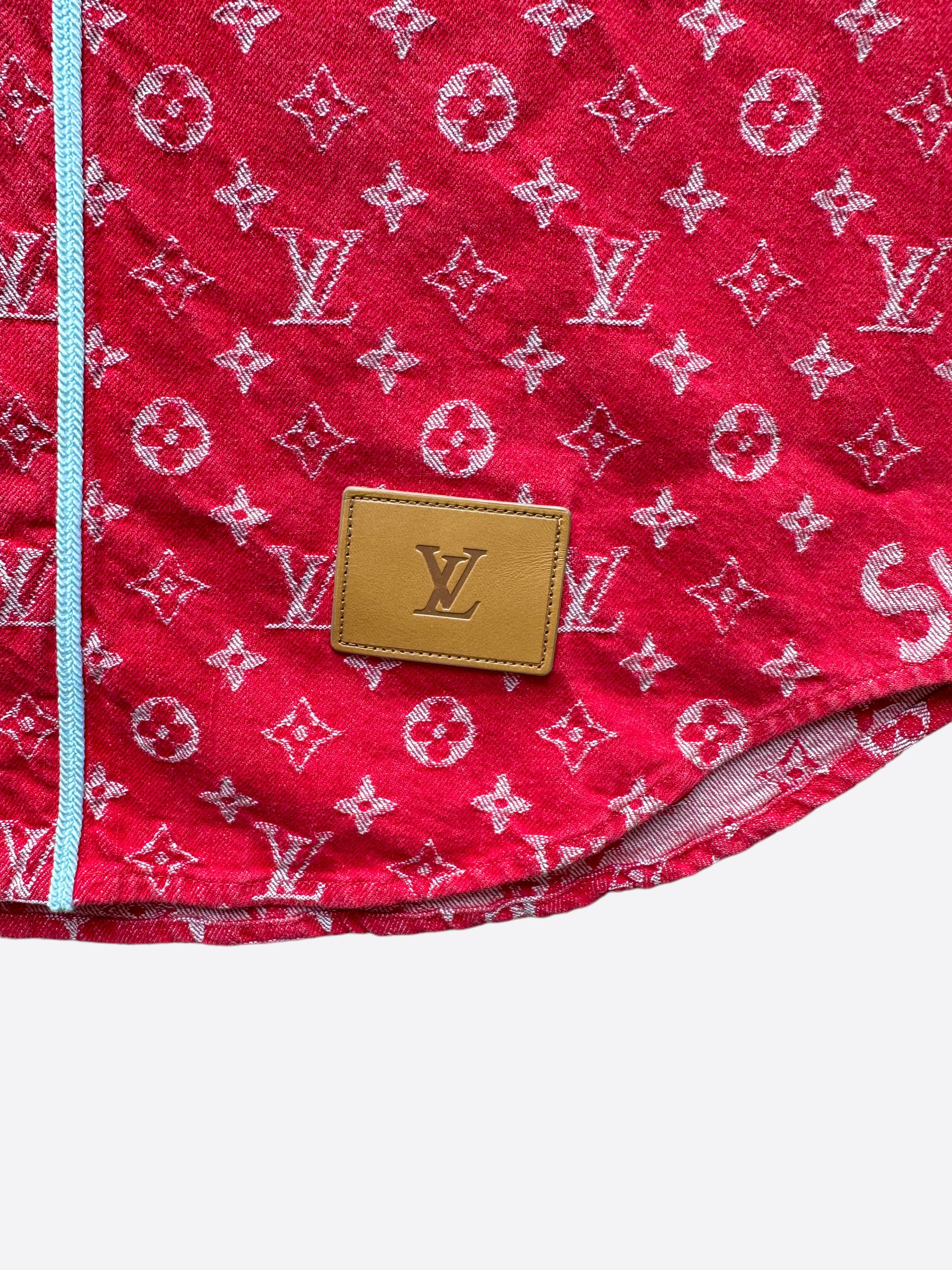 Louis Vuitton Supreme full red baseball jersey shirt