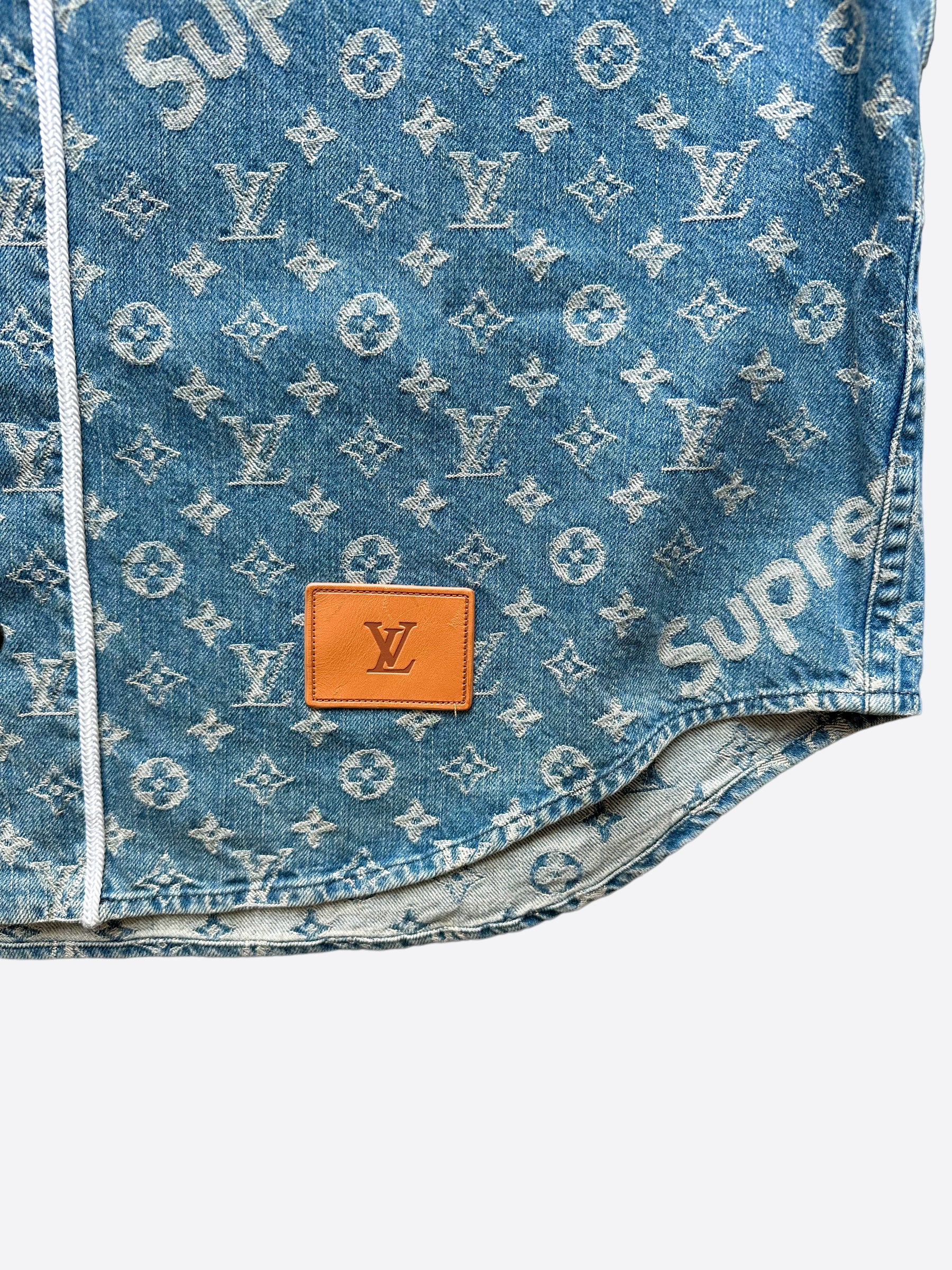 Louis Vuitton Supreme Blue Monogram Baseball Jersey – Savonches