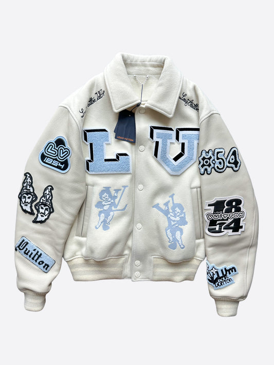 Louis Vuitton Sky Blue Varsity Jacket (Custom