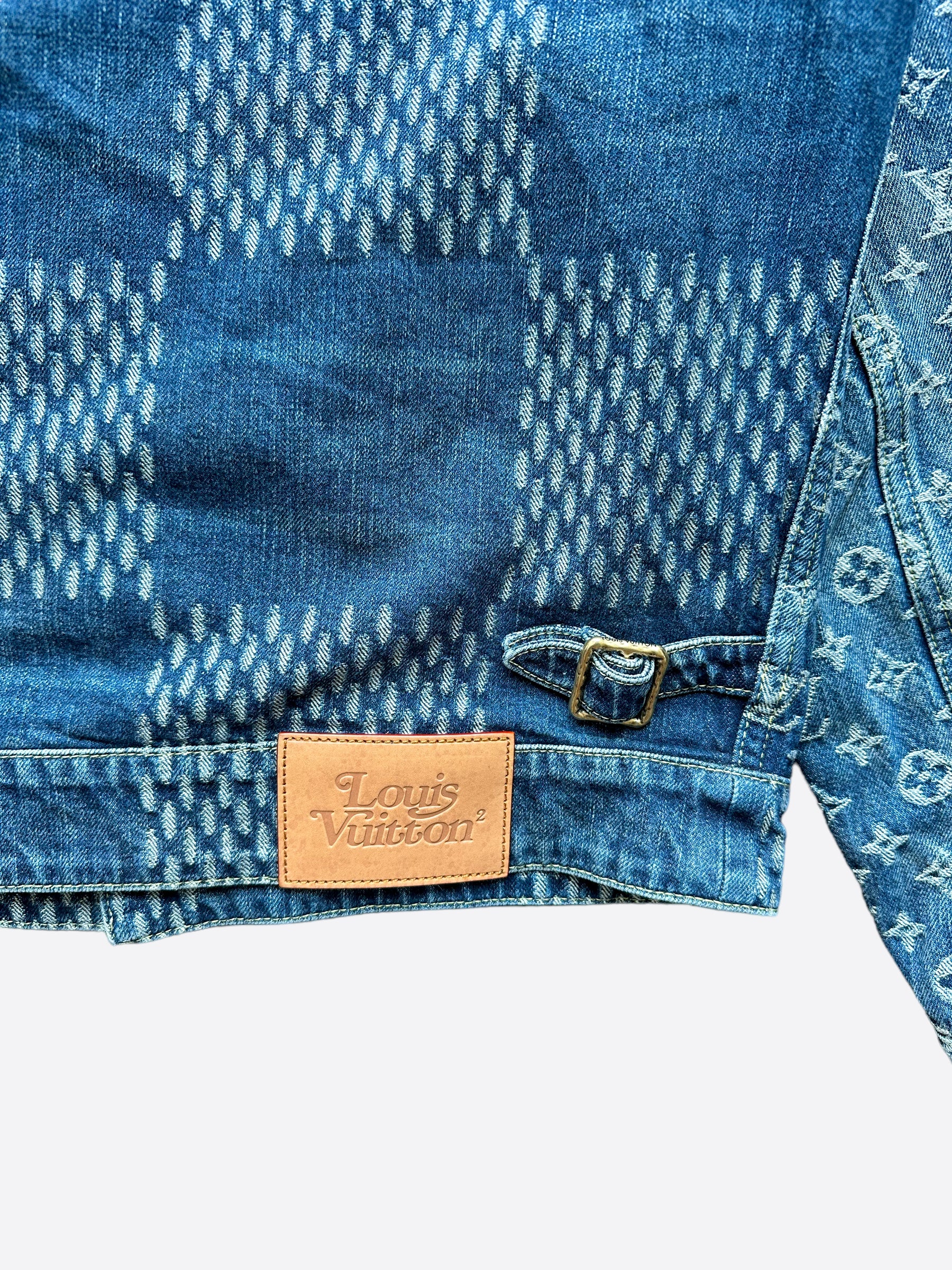 Louis Vuitton Blue Monogram Denim Button Front Jacket L Louis