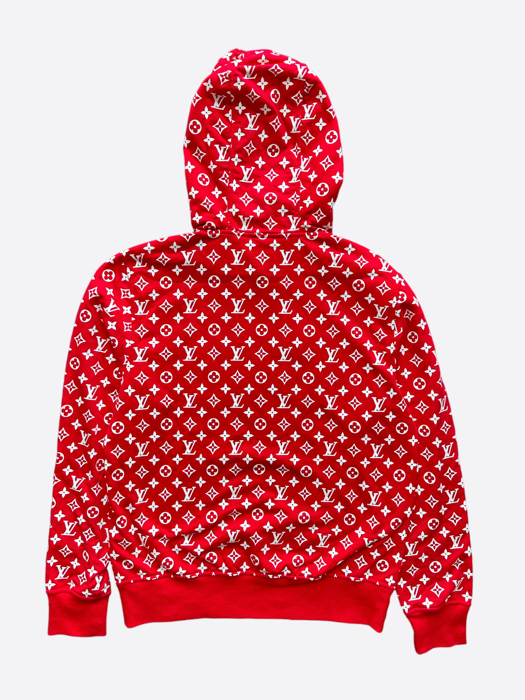 Louis Vuitton Supreme Red Monogram Box Logo Hoodie Savonches