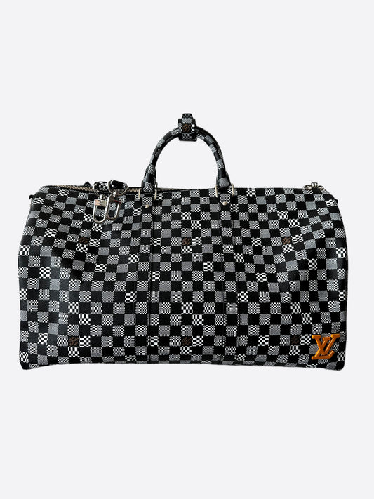 Louis Vuitton Black & White Distorted Damier Keepall 50