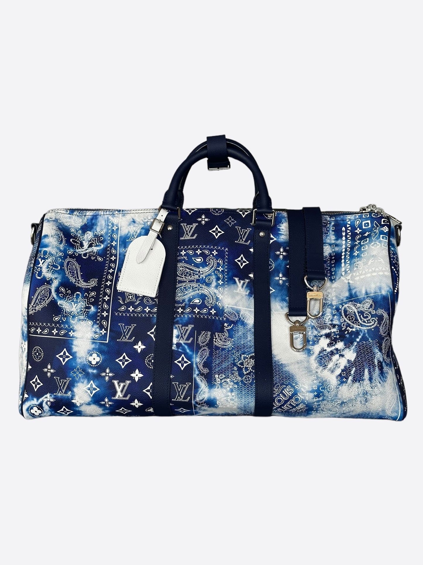 Louis Vuitton Blue Bandana Monogram Keepall 50