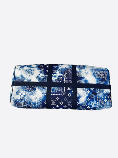 Louis Vuitton Blue Bandana Monogram Keepall 50