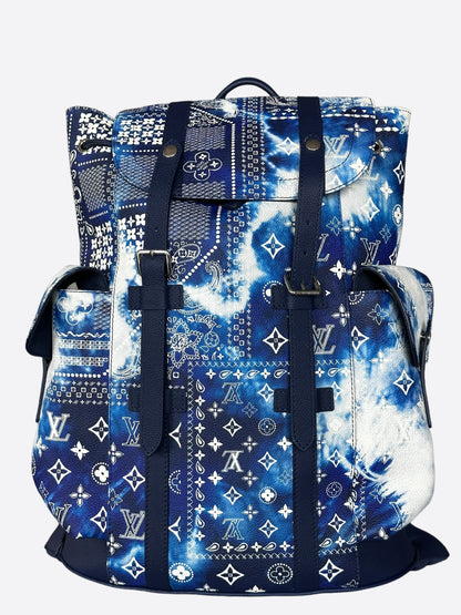 Louis Vuitton Blue Bandana Monogram Christopher Backpack – Savonches