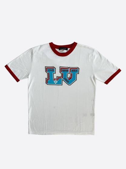 Louis Vuitton White & Blue Logo Intarsia T-Shirt