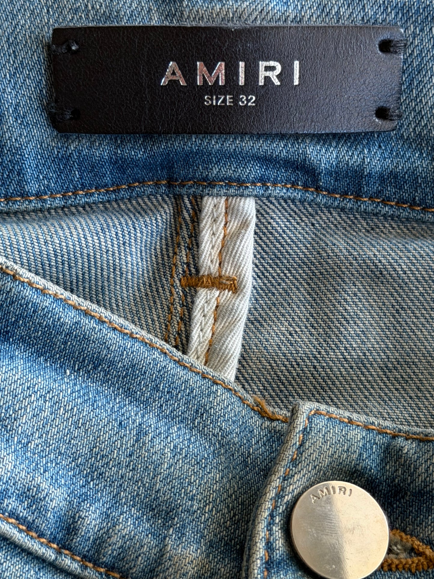 Amiri Clay Indigo & Black Bandana Patch MX1 Jeans