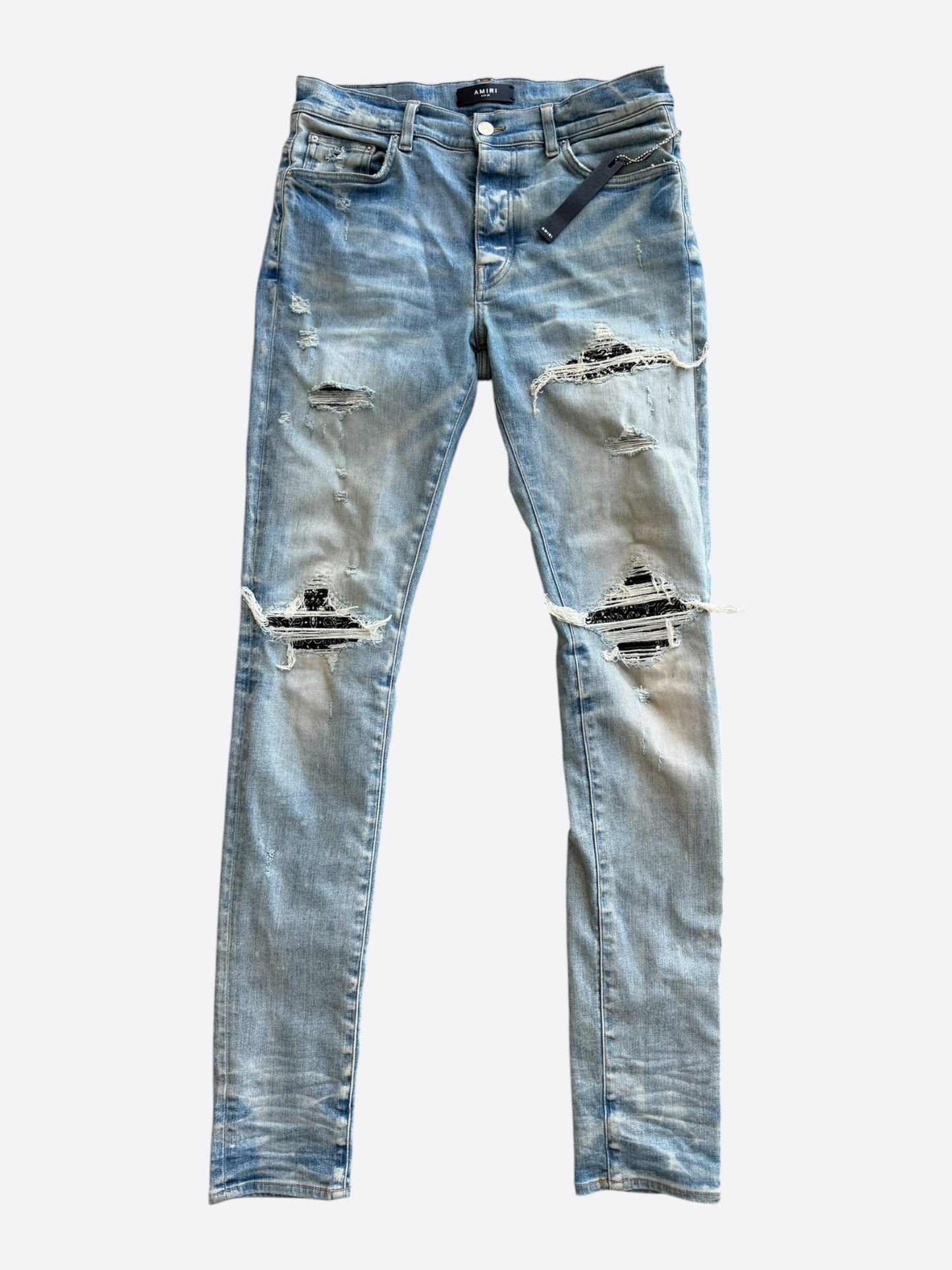 Amiri Clay Indigo & Black Bandana Patch MX1 Jeans