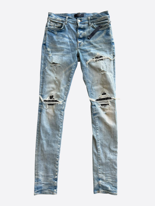 Amiri Clay Indigo & Black Bandana Patch MX1 Jeans