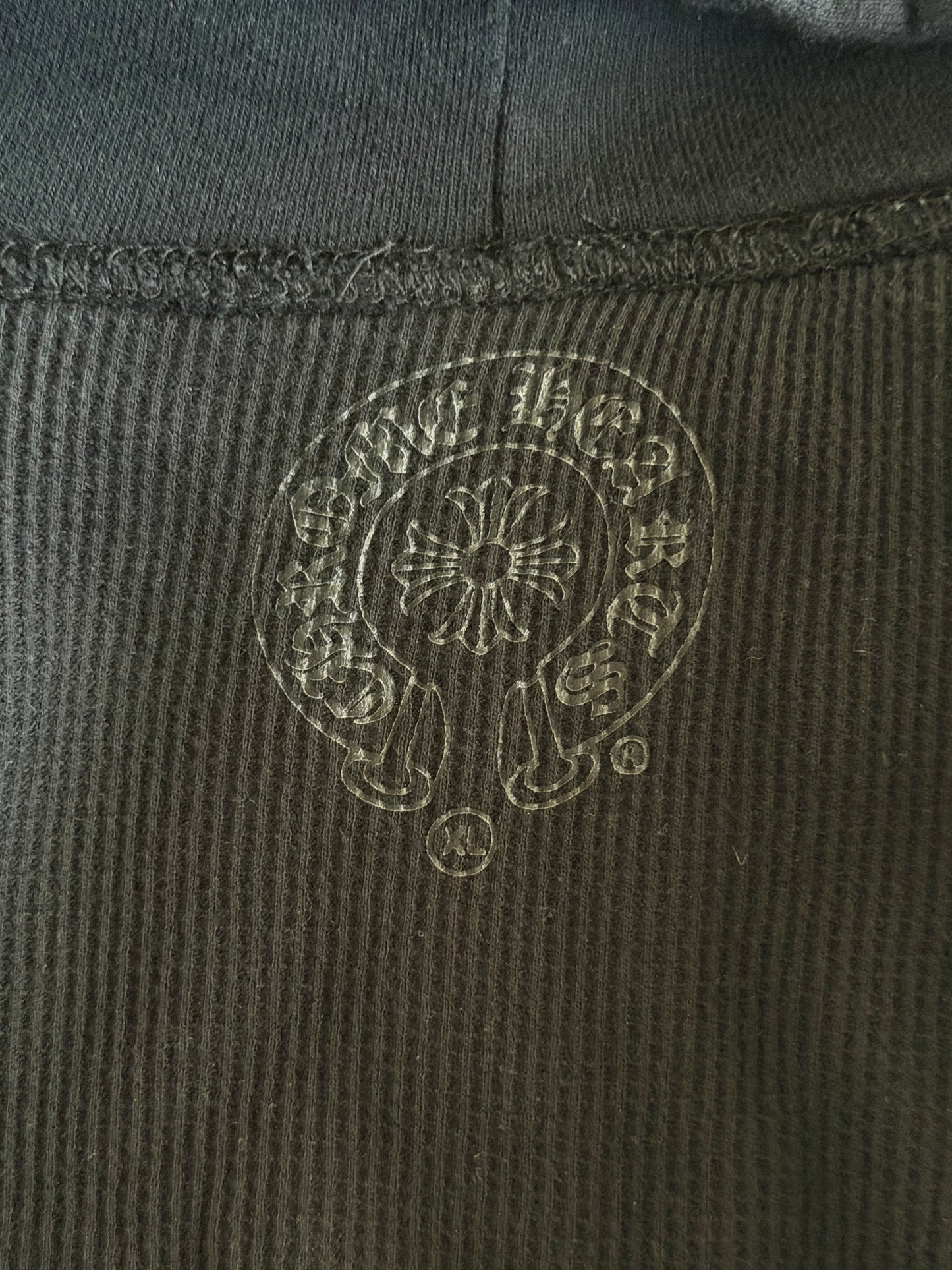 Chrome Hearts Black & White Foti Graphic Thermal Zip Up Hoodie