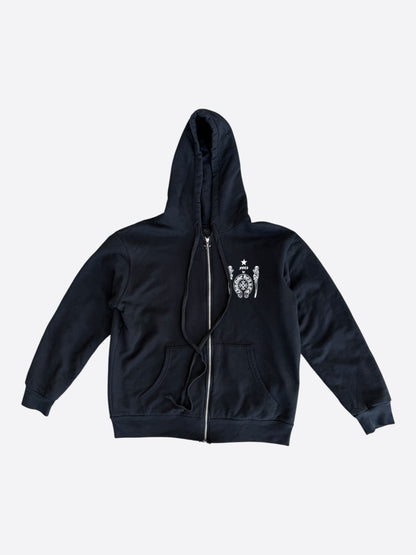 Chrome Hearts Black & White Foti Graphic Thermal Zip Up Hoodie