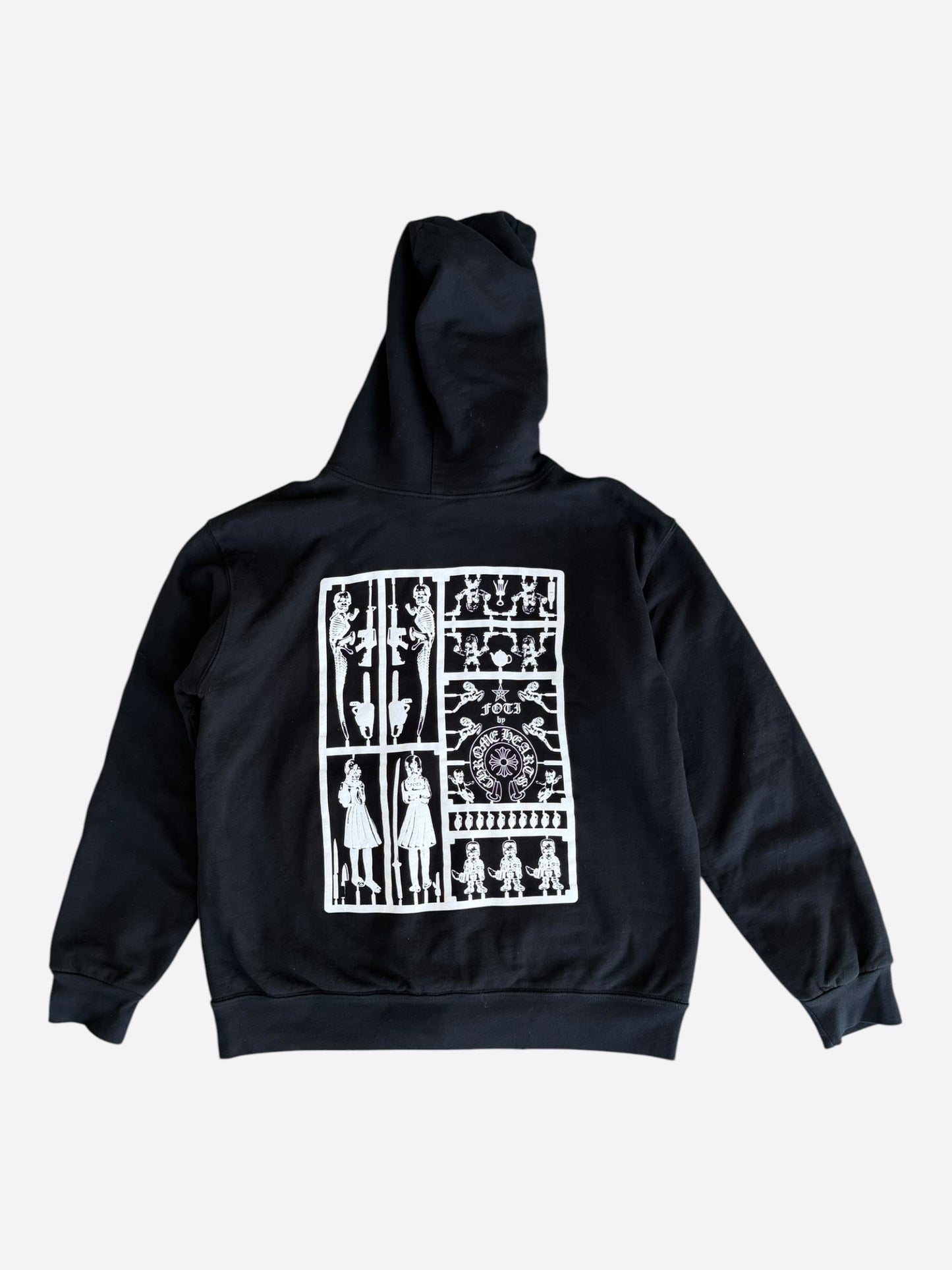 Chrome Hearts Black & White Foti Graphic Thermal Zip Up Hoodie