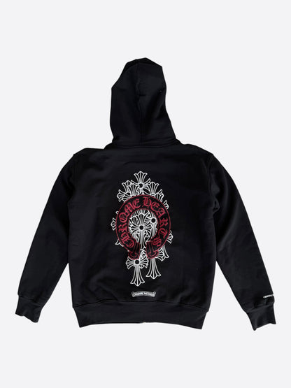 Chrome Hearts Black & Red Cemetery Horseshoe Logo Thermal Zip Up Hoodie